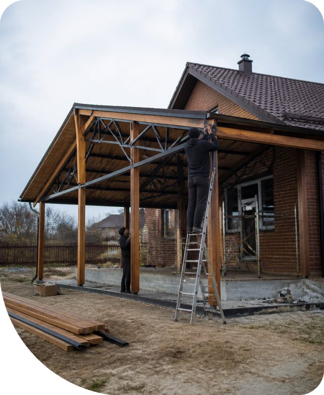 Пристройка навеса к дому и участку в Тынде под ключ